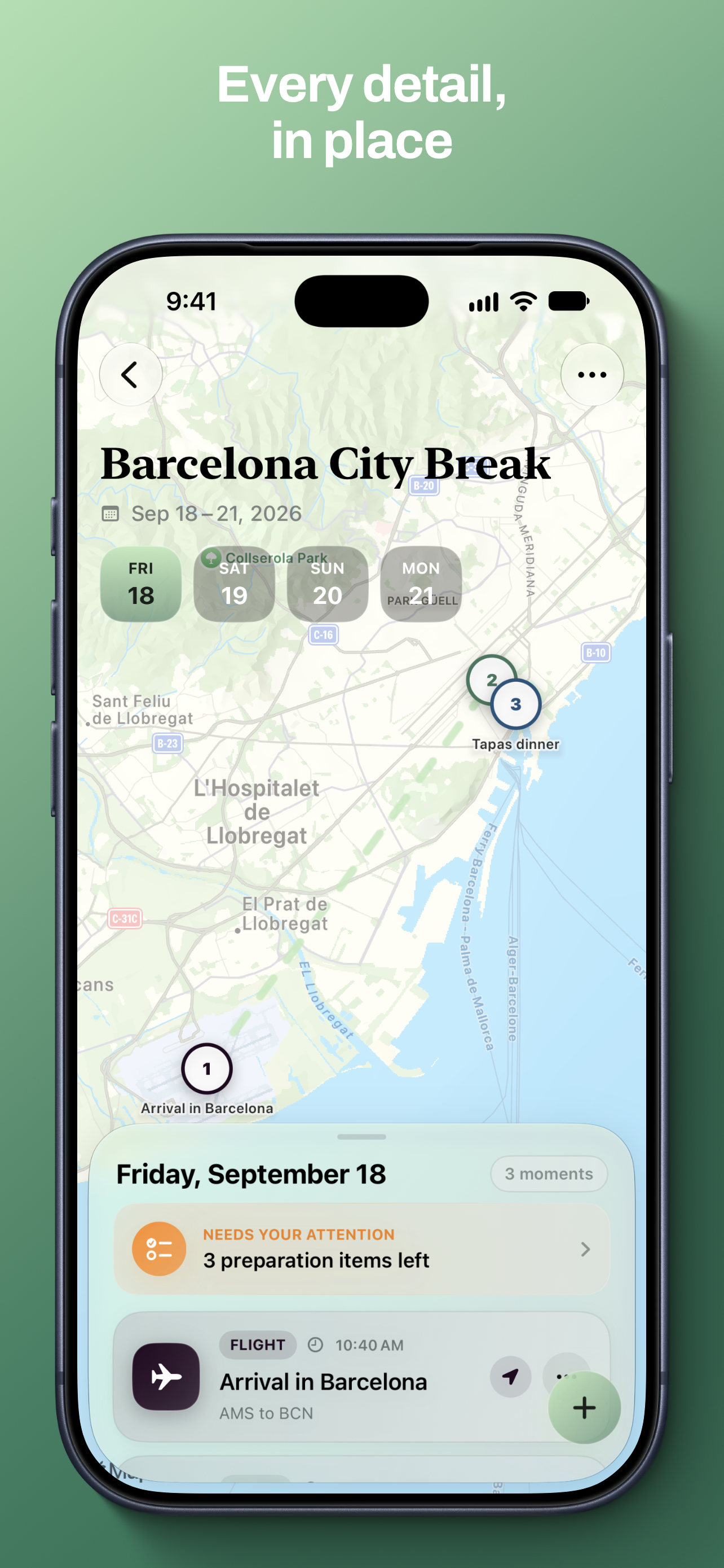 Maveon trip planning screen