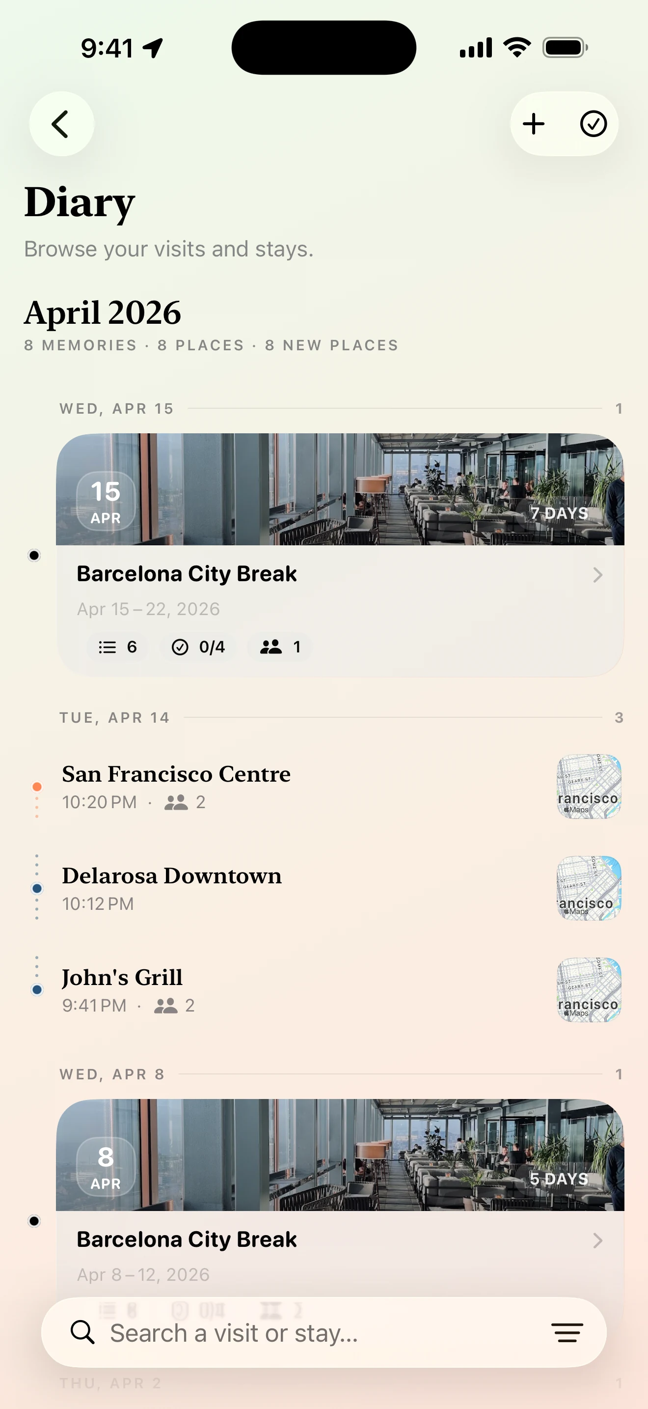 Diary screen preview